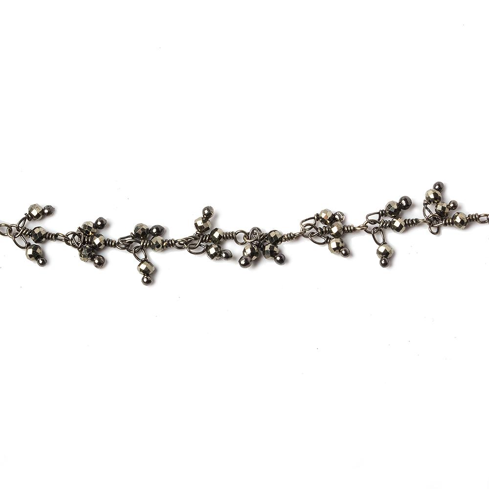 2mm Pyrite micro faceted round Black Gold Dangling Chain by the foot 110 pieces