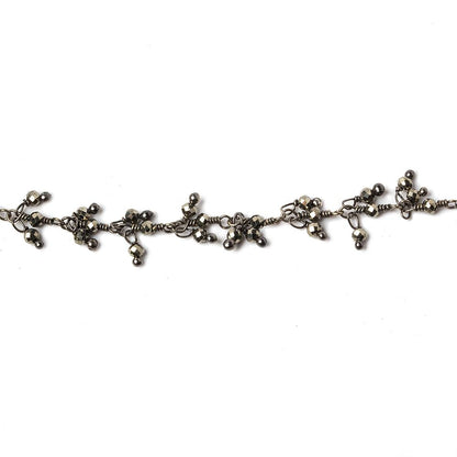 2mm Pyrite micro faceted round Black Gold Dangling Chain by the foot 110 pieces