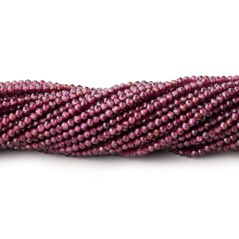 2mm Rhodolite Garnet Micro Faceted Rondelle Beads 13 inch 188 pcs
