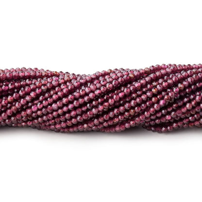 2mm Rhodolite Garnet Micro Faceted Rondelle Beads 13 inch 188 pcs