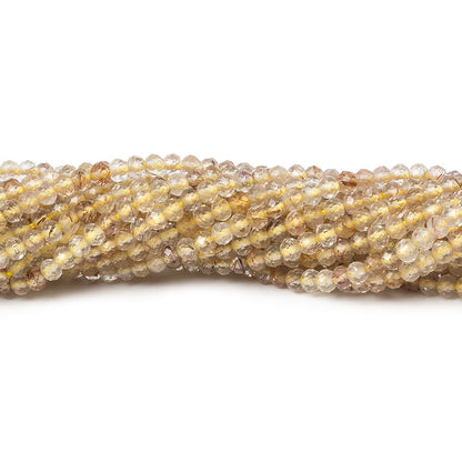 2mm Rutilated Quartz microfaceted rondelle beads 13 inch 168 pieces
