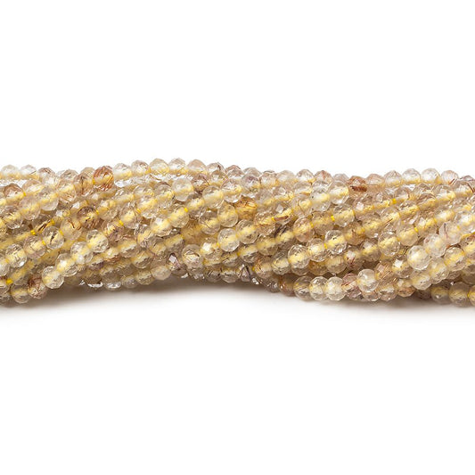 2mm Rutilated Quartz microfaceted rondelle beads 13 inch 168 pieces