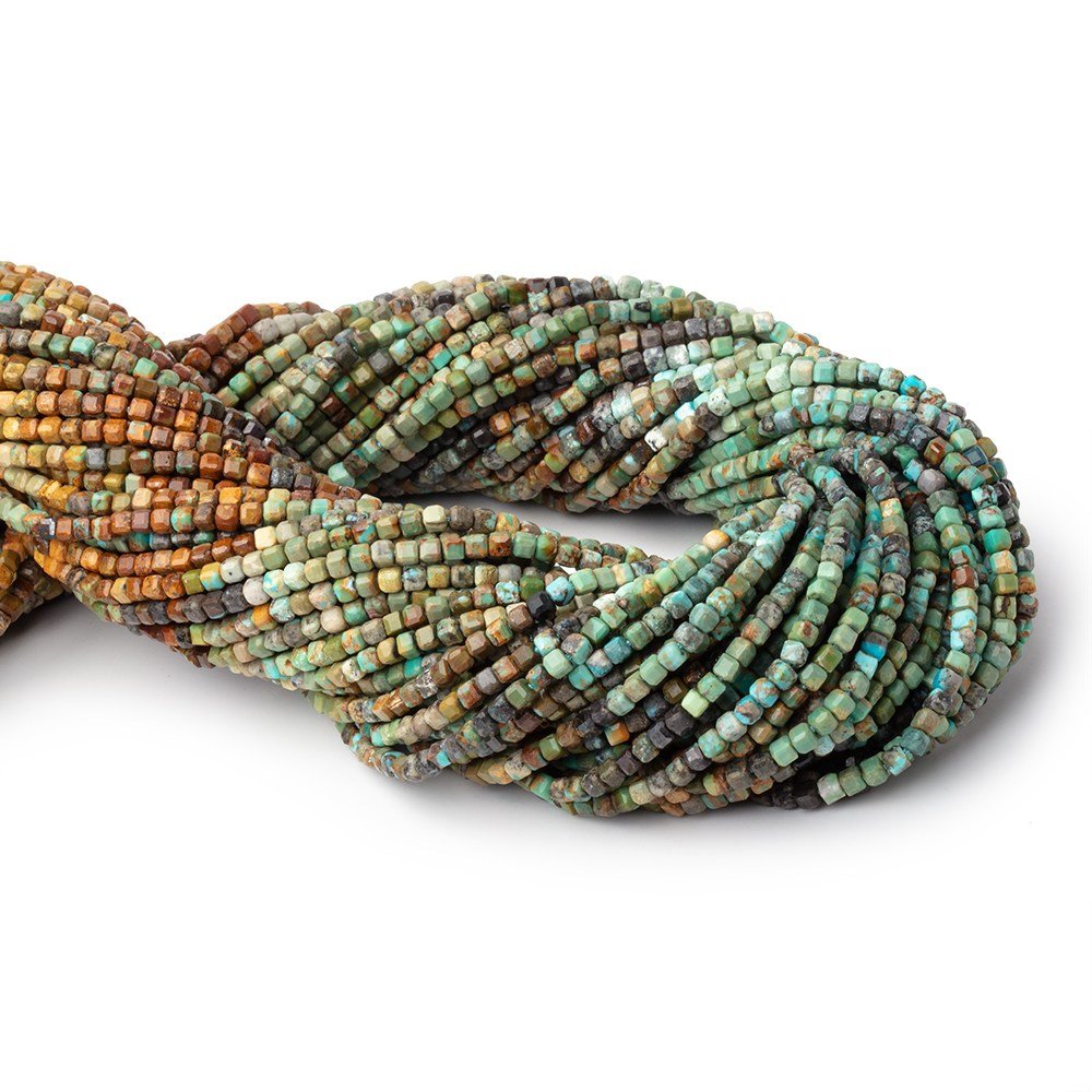 2mm Shaded African Turquoise Micro Faceted Cube 12.5 inch 140 Beads