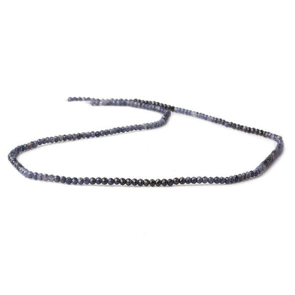 2mm Shaded Blue Sapphire micro faceted rondelles 13 inch 200 beads