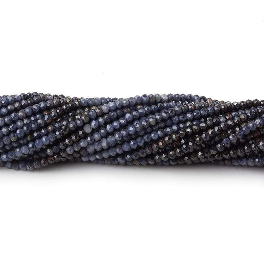 2mm Shaded Blue Sapphire micro faceted rondelles 13 inch 200 beads