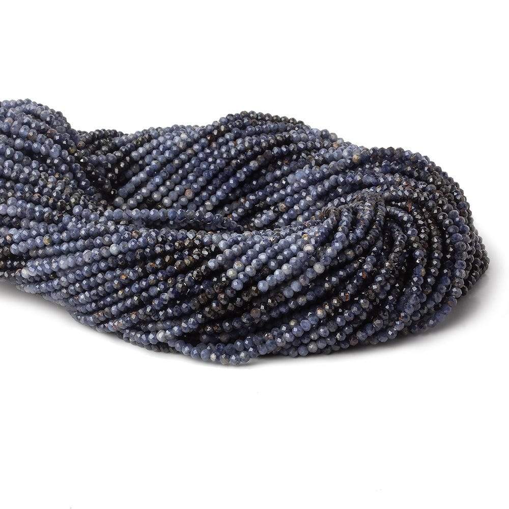 2mm Shaded Blue Sapphire micro faceted rondelles 13 inch 200 beads