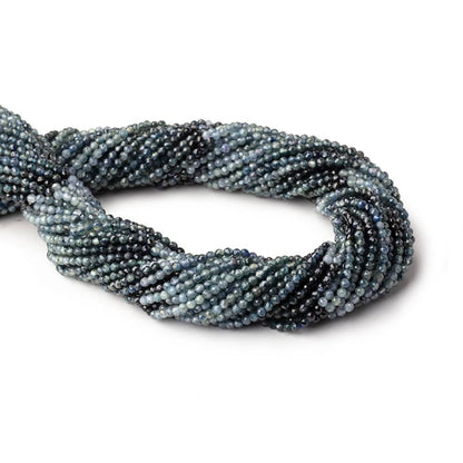 2mm Shaded Blue Sapphire Micro Faceted Round Beads 12.5 inch 157 pieces