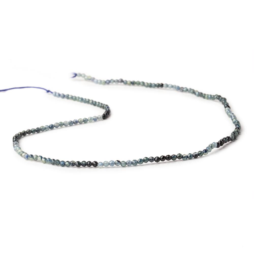 2mm Shaded Blue Sapphire Micro Faceted Round Beads 12.5 inch 157 pieces