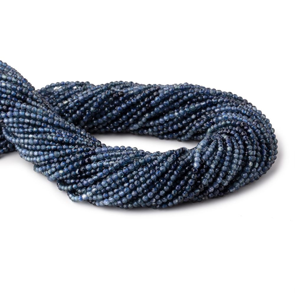 2mm Shaded Blue Sapphire Micro Faceted Round Beads 12.5 inch 158 pieces