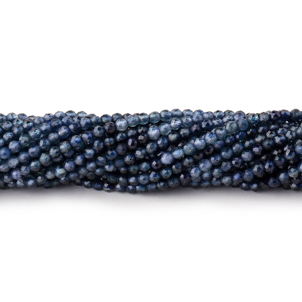 2mm Shaded Blue Sapphire Micro Faceted Round Beads 12.5 inch 158 pieces