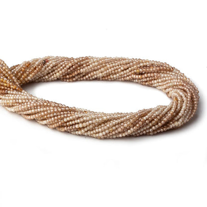 2mm Shaded Champagne Zircon micro faceted round beads 13.5 inch 210 pieces AAA