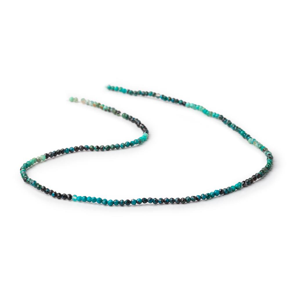 2mm Shaded Chrysocolla Micro Faceted Round Beads 12.5 inch 180 pieces