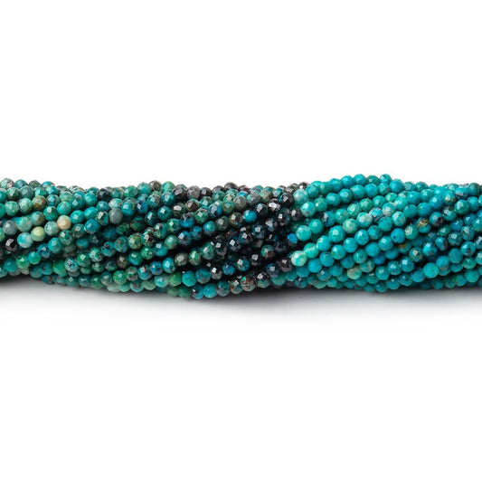 2mm Shaded Chrysocolla Micro Faceted Round Beads 12.5 inch 180 pieces