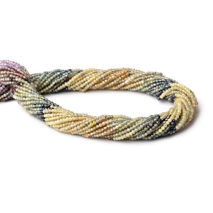 2mm Shaded Fancy Sapphire Micro Faceted Rondelles 12.5 inch 196 Beads AA