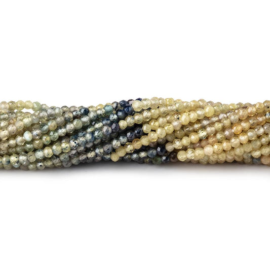 2mm Shaded Fancy Sapphire Micro Faceted Rondelles 12.5 inch 196 Beads AA