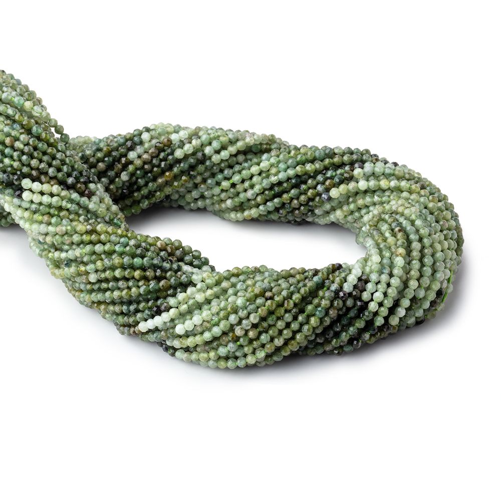 2mm Shaded Green Tourmaline Micro Faceted Round Beads 12.5 inch 157 pieces