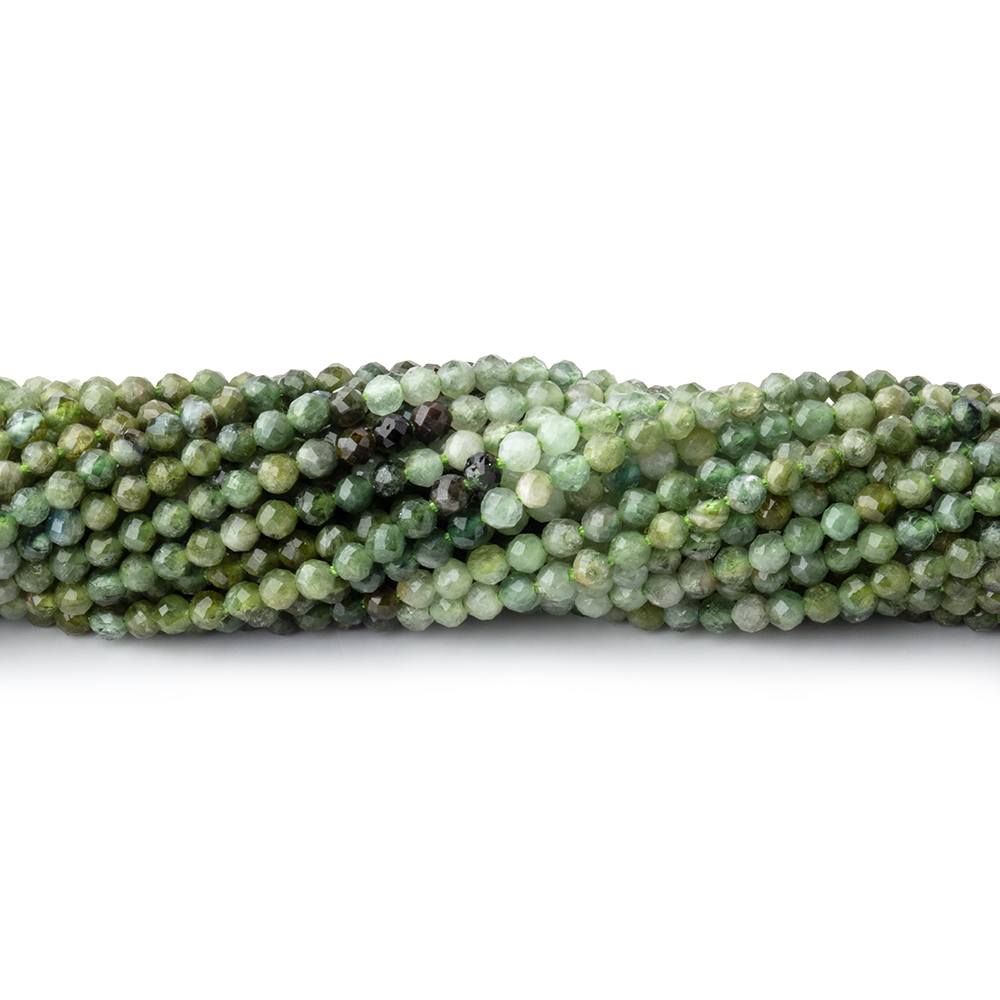 2mm Shaded Green Tourmaline Micro Faceted Round Beads 12.5 inch 157 pieces