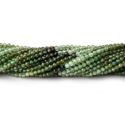 2mm Shaded Green Tourmaline Micro Faceted Rounds 12.5 inch 157 Beads AA
