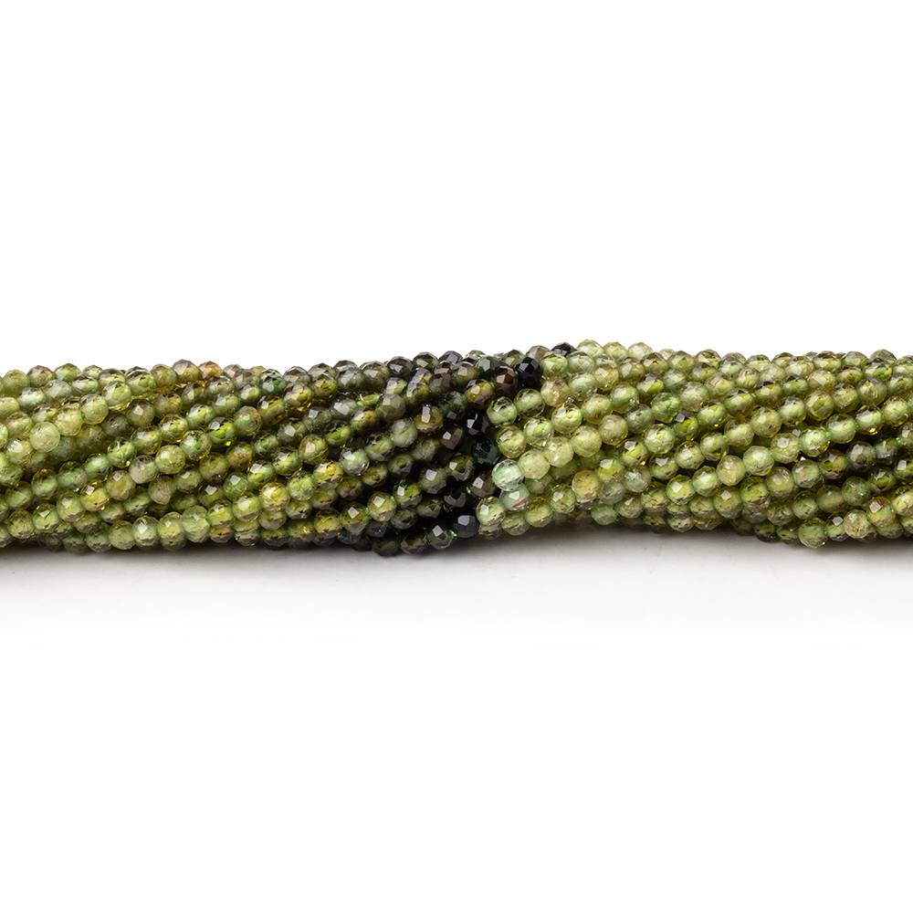 2mm Shaded Green Tourmaline Micro Faceted Rounds 13 inch 178 Beads