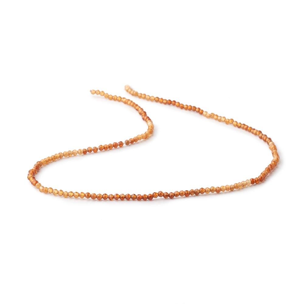 2mm Shaded Hessonite Micro Faceted Round Beads 12.5 inch 169 pieces
