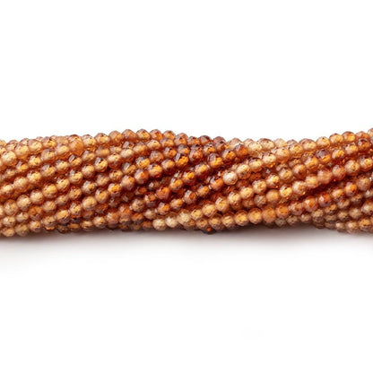 2mm Shaded Hessonite Micro Faceted Round Beads 12.5 inch 169 pieces