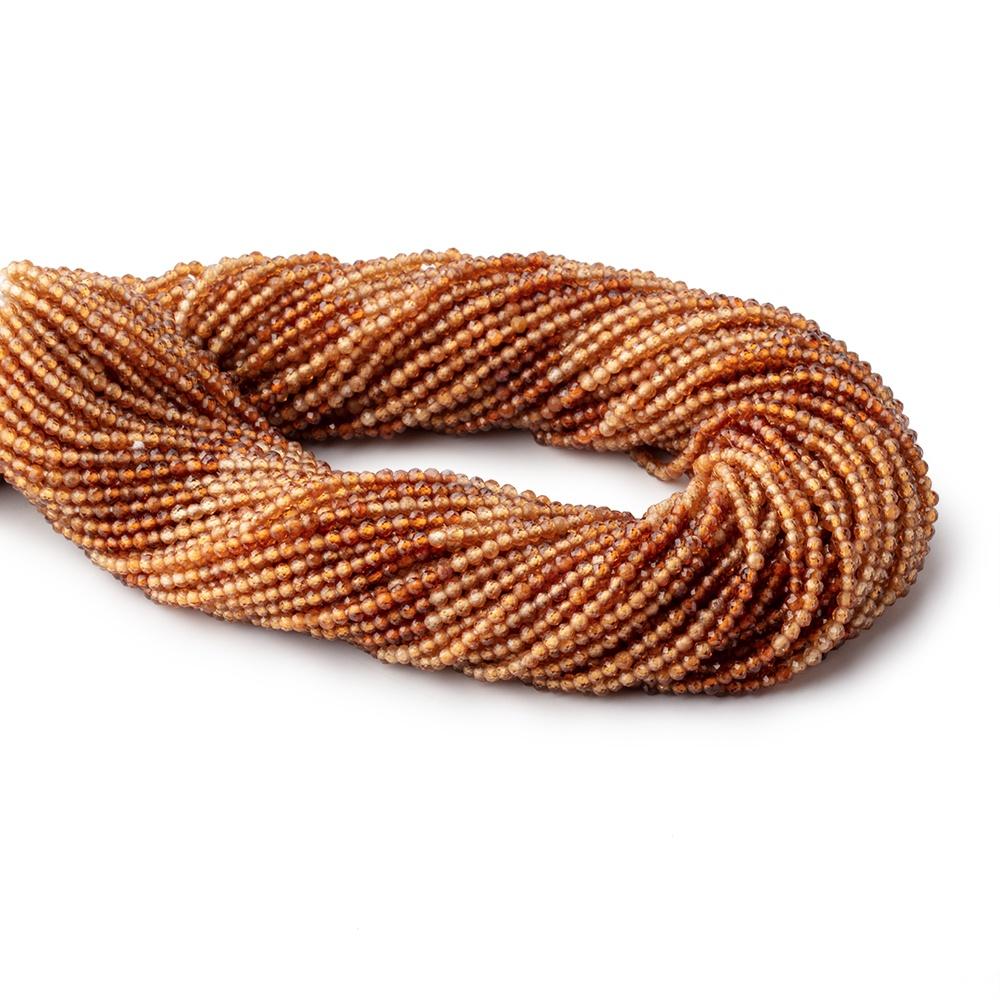 2mm Shaded Hessonite Micro Faceted Round Beads 12.5 inch 169 pieces