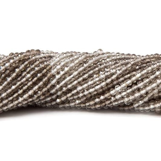 2mm Shaded Smoky Quartz micro-faceted rounds 13 inch 175 beads AAA