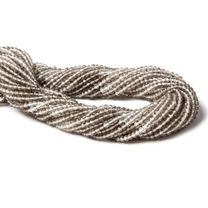 2mm Shaded Smoky Quartz micro-faceted rounds 13 inch 175 beads AAA