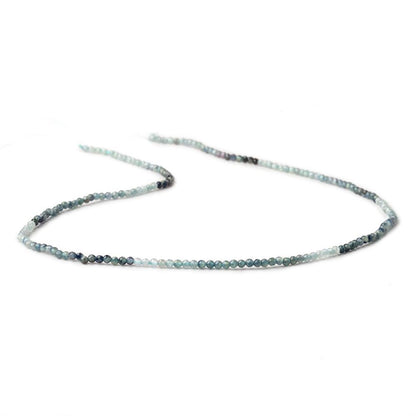 2mm Shaded Teal Blue Sapphire Micro Faceted Round Beads 12.5 inch 180 pieces