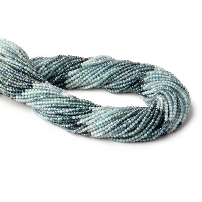 2mm Shaded Teal Blue Sapphire Micro Faceted Round Beads 12.5 inch 180 pieces