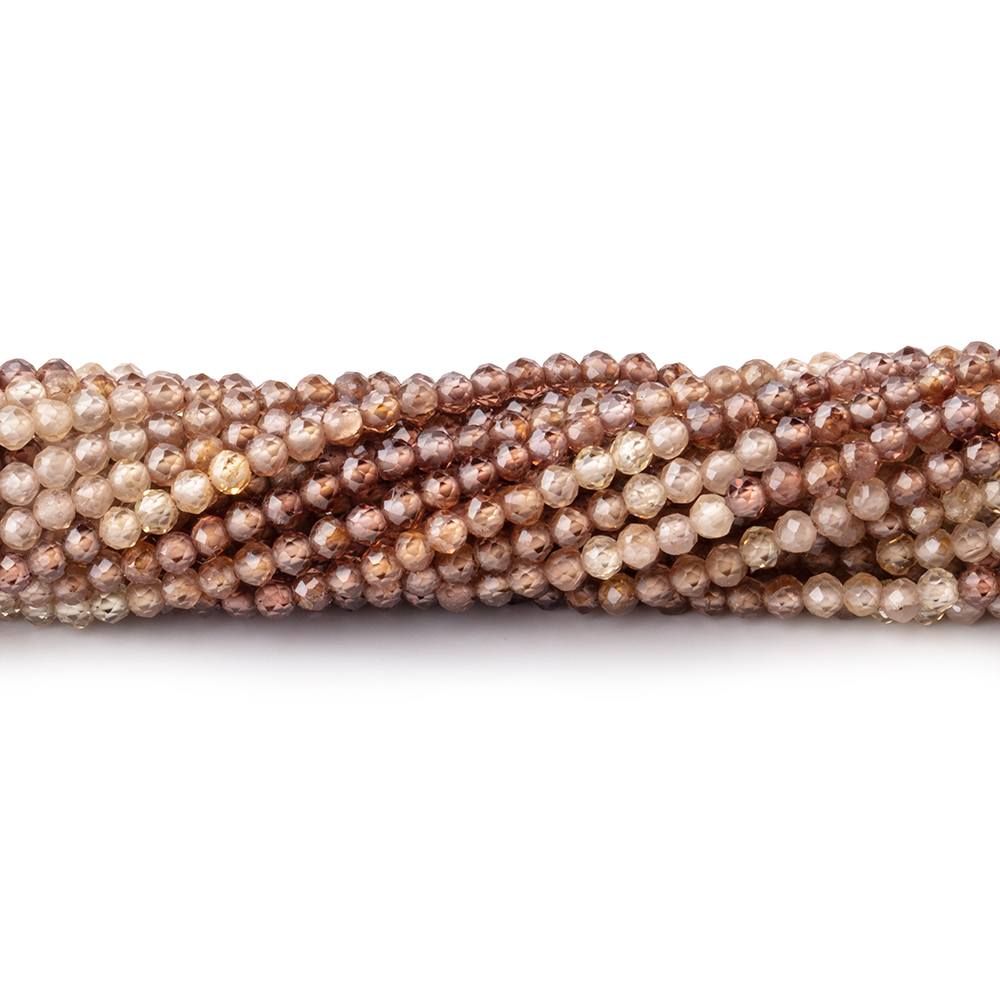 2mm Shaded Zircon Micro Faceted Round Beads 12.5 inch 163 pieces AAA