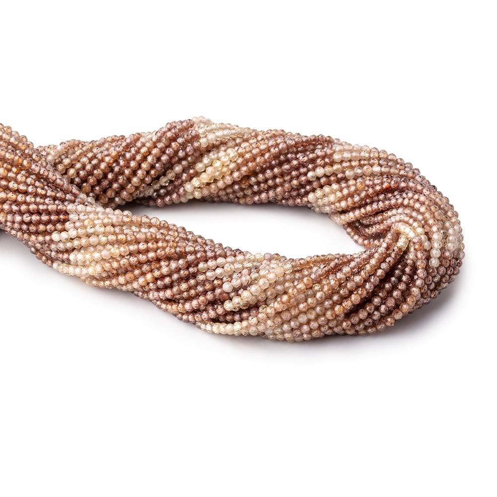 2mm Shaded Zircon Micro Faceted Round Beads 12.5 inch 163 pieces AAA