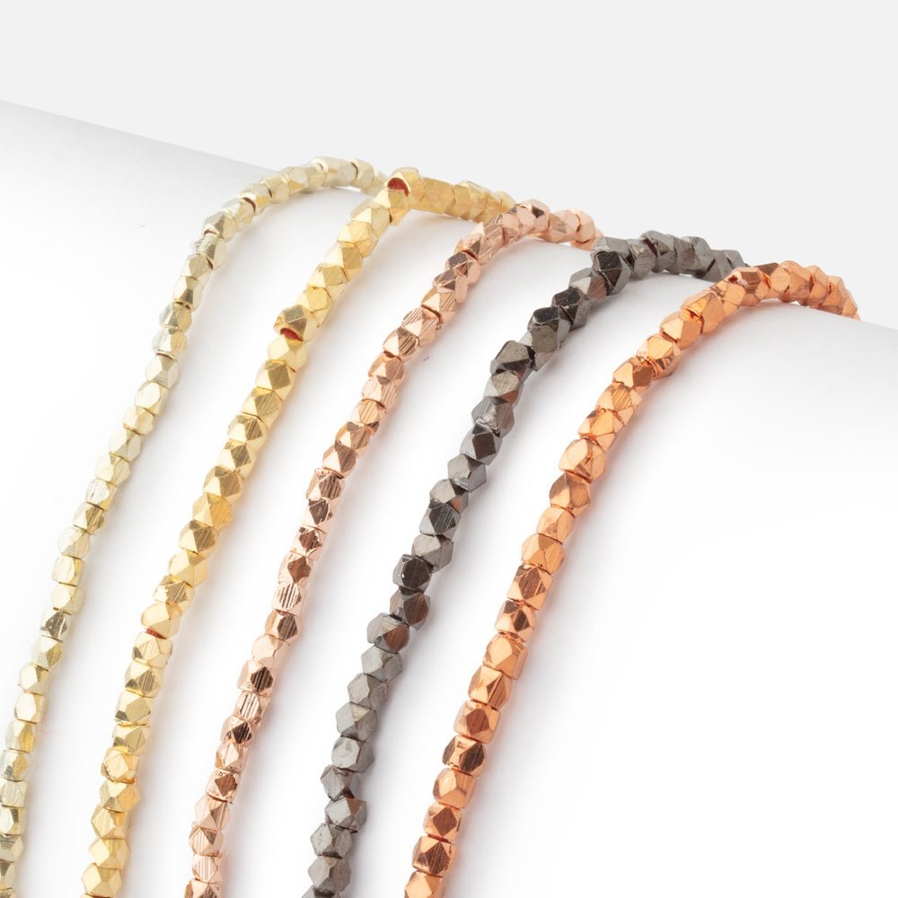 2mm Shiny Faceted Nugget Beads 8 inch 90 pieces