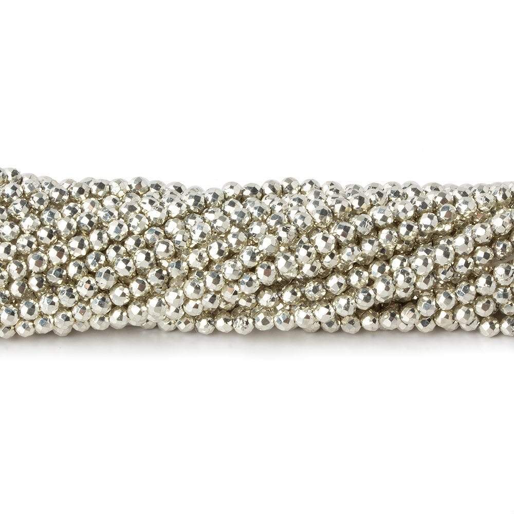 2mm Silver Metallic plated Pyrite micro faceted rounds 12.5 inch 170 pieces