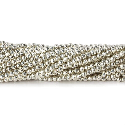 2mm Silver Metallic plated Pyrite micro faceted rounds 12.5 inch 170 pieces
