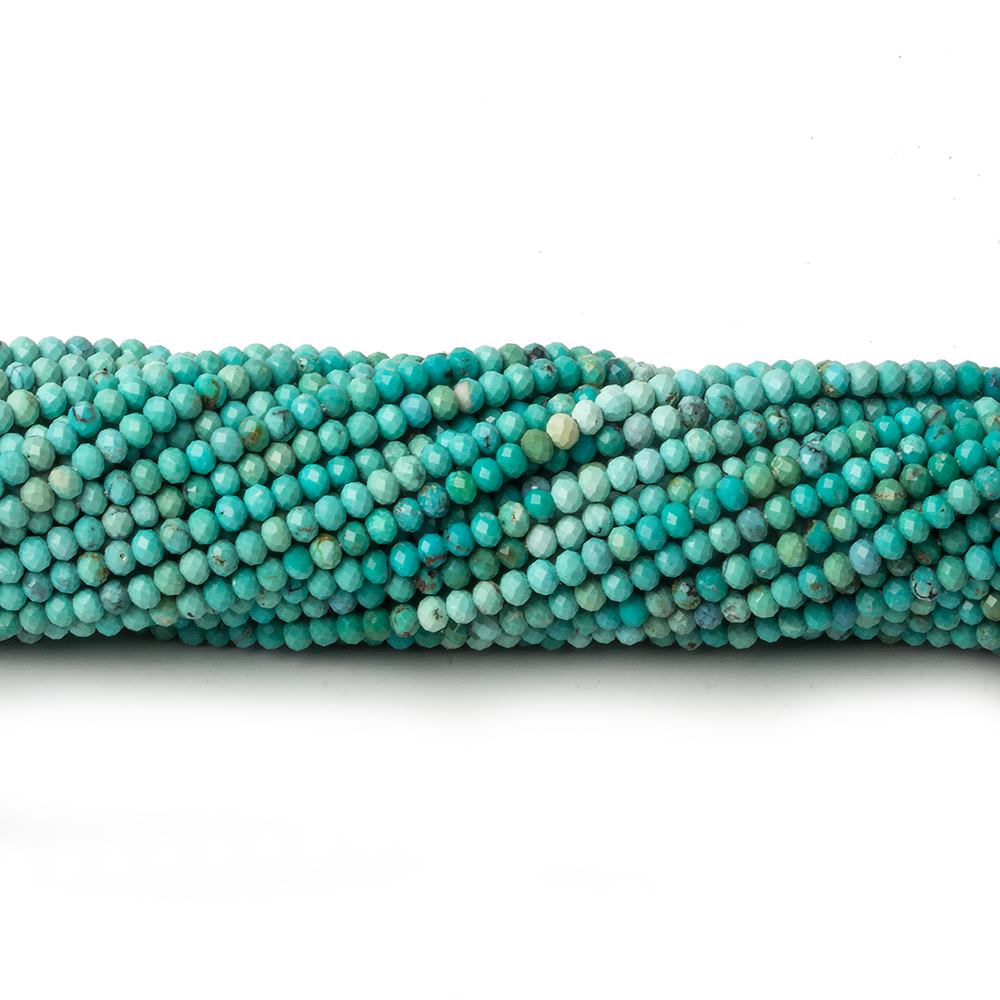 2mm Sleeping Beauty Turquoise micro faceted rondelle beads 13 inch 195 pcs AAA
