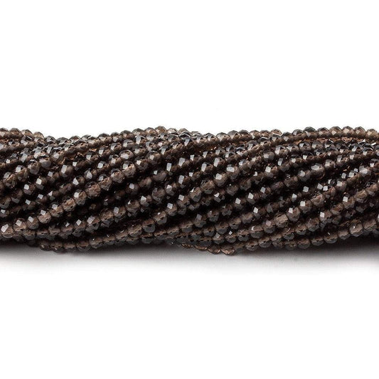 2mm Smoky Quartz Micro Faceted Rondelle Beads 13 inch 280 pieces