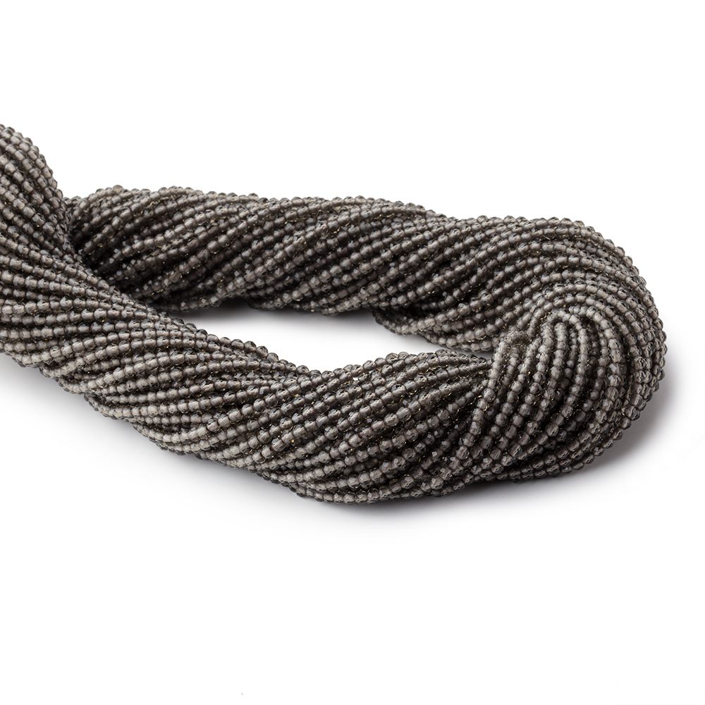 2mm Smoky Quartz Micro Faceted Round Beads 12.5 inch 170 pieces