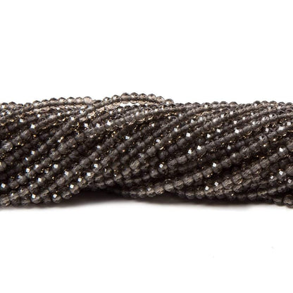 2mm Smoky Quartz micro-faceted rounds 13 inch 175 beads AAA