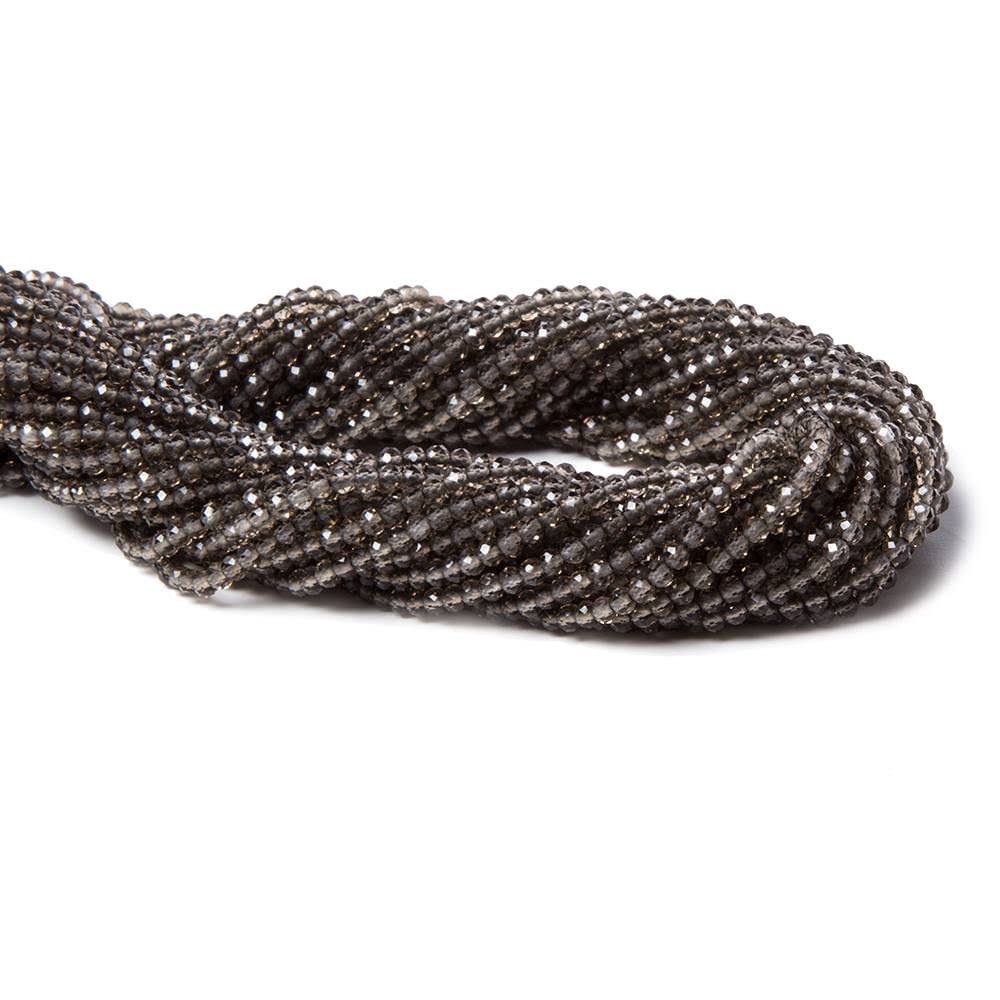 2mm Smoky Quartz micro-faceted rounds 13 inch 175 beads AAA