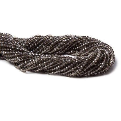 2mm Smoky Quartz micro-faceted rounds 13 inch 175 beads AAA