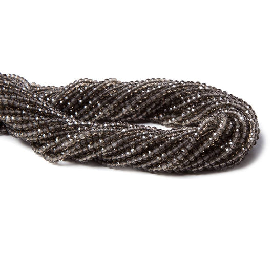 2mm Smoky Quartz micro-faceted rounds 13 inch 175 beads AAA
