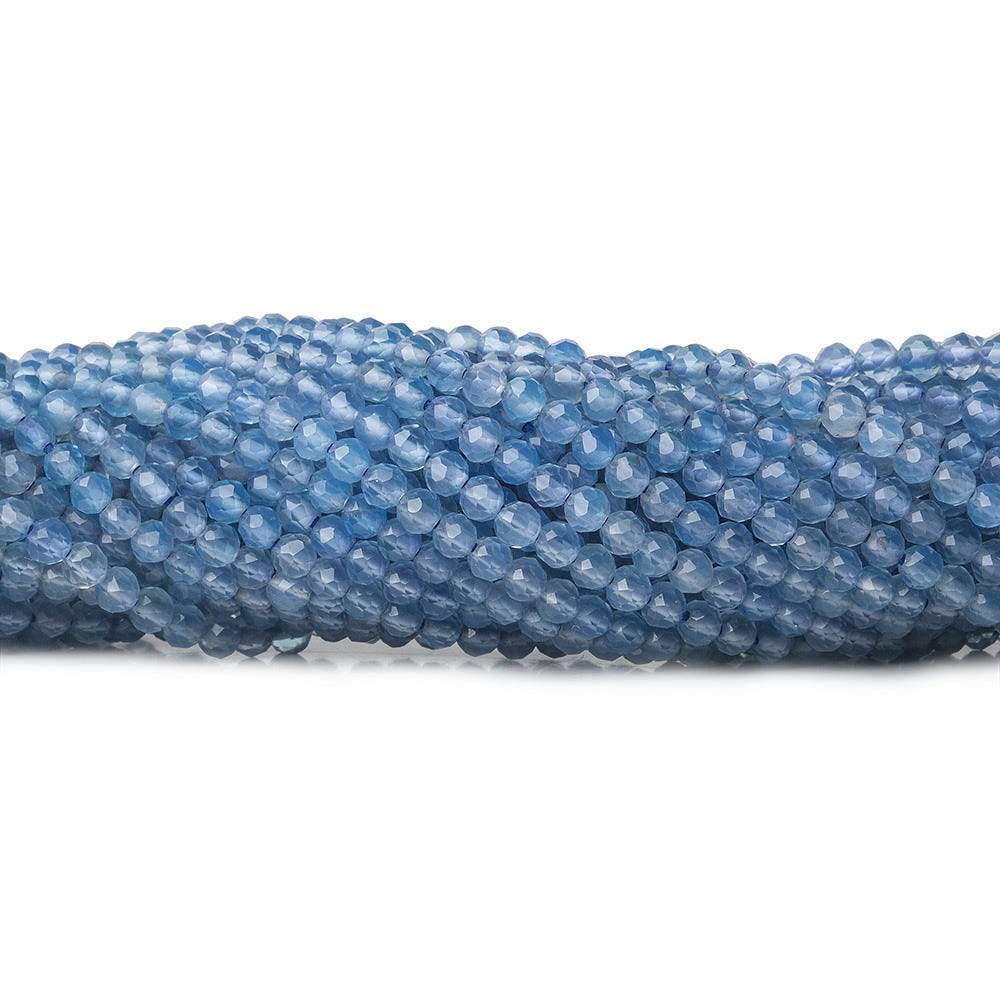 2mm Swiss Blue Chalcedony microfaceted round beads 13 inch 165 pieces