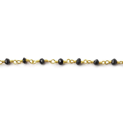2mm to 3mm Black Spinel Gold plated Wire Wrapped Chain