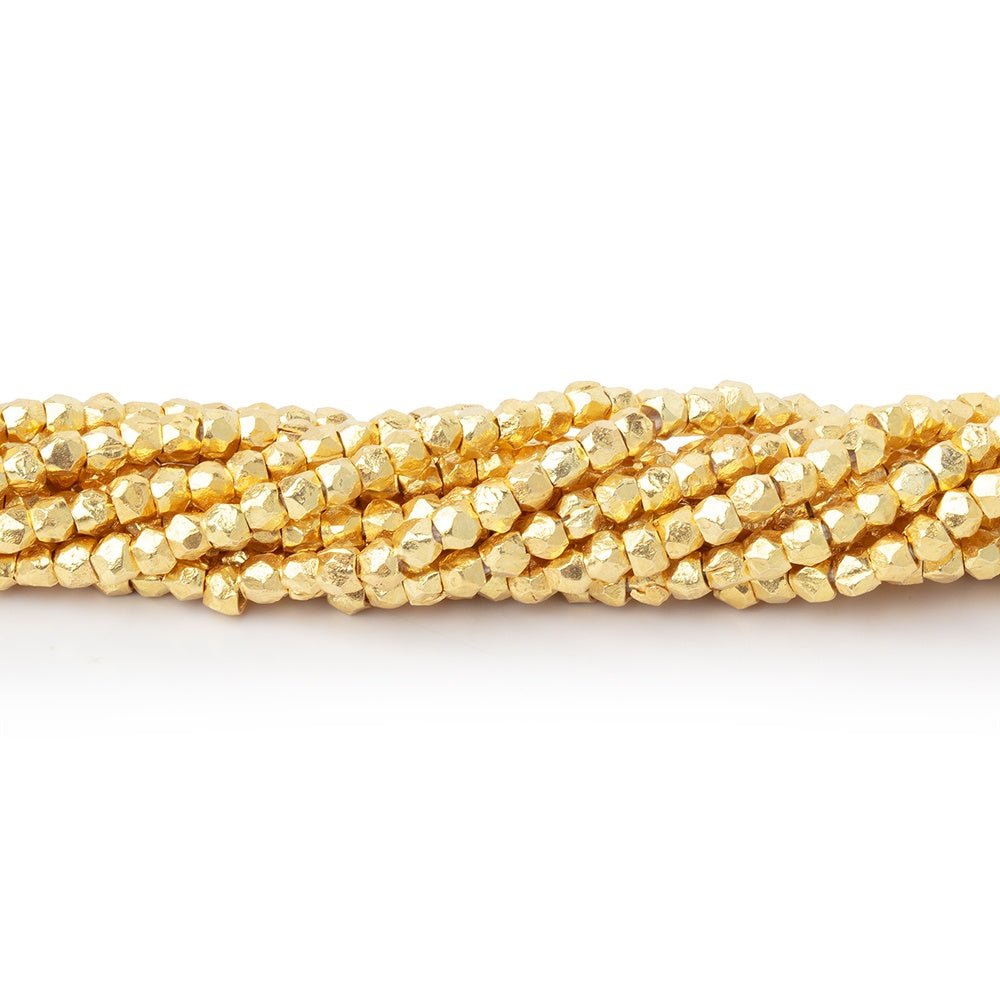 2mm Vermeil Hand Cut Faceted Nugget Beads 4 inch 50 pieces