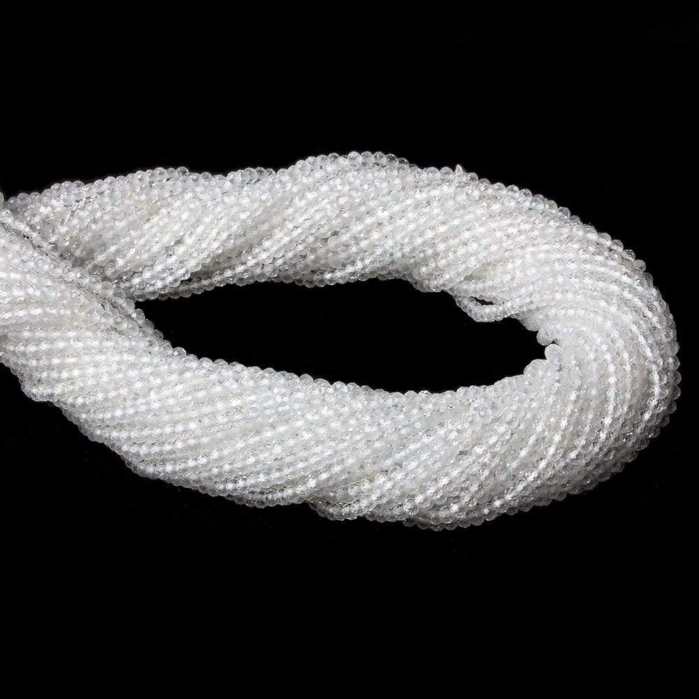 2mm White Topaz micro-faceted rondelles 13 inch 215 beads AAA