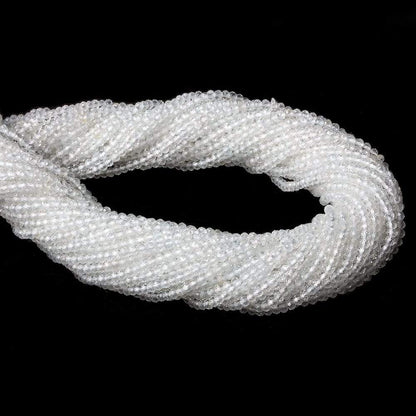 2mm White Topaz micro-faceted rondelles 13 inch 215 beads AAA