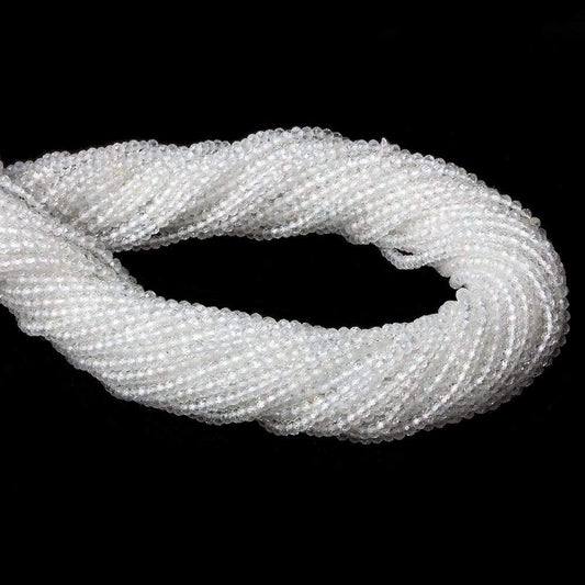 2mm White Topaz micro-faceted rondelles 13 inch 215 beads AAA