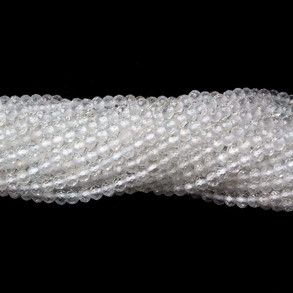 2mm White Topaz micro-faceted rondelles 13 inch 215 beads AAA