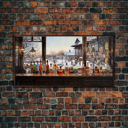 Bar Wall Decor, Winter Wall Print, Canvas Print, Wall Hanging, Panoramic Art, Home Bar Decor, Newlywed Gift, Tiny House Decor, Room Decor